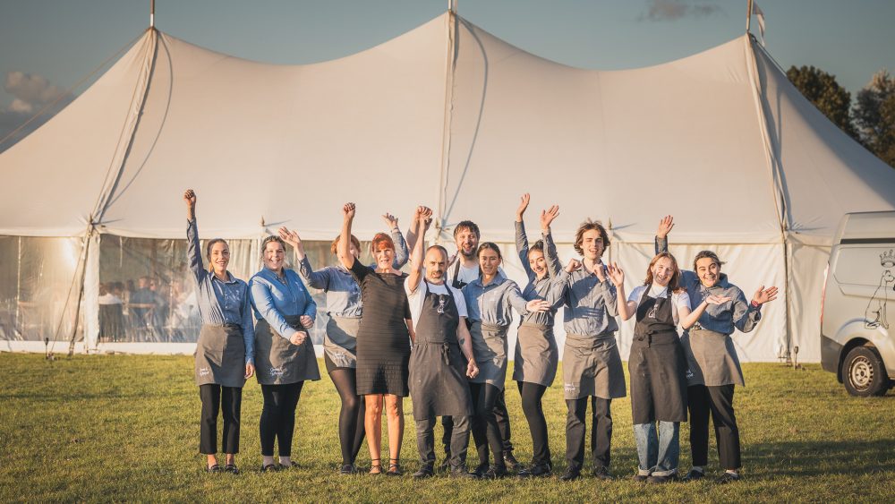 Queen and Whippet team catering a marquee wedding in Wiltshire